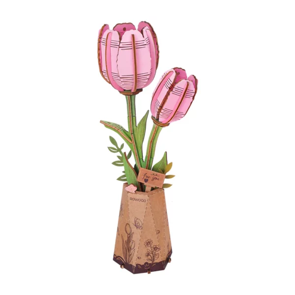 DIY Wooden Flower Pink Tulip